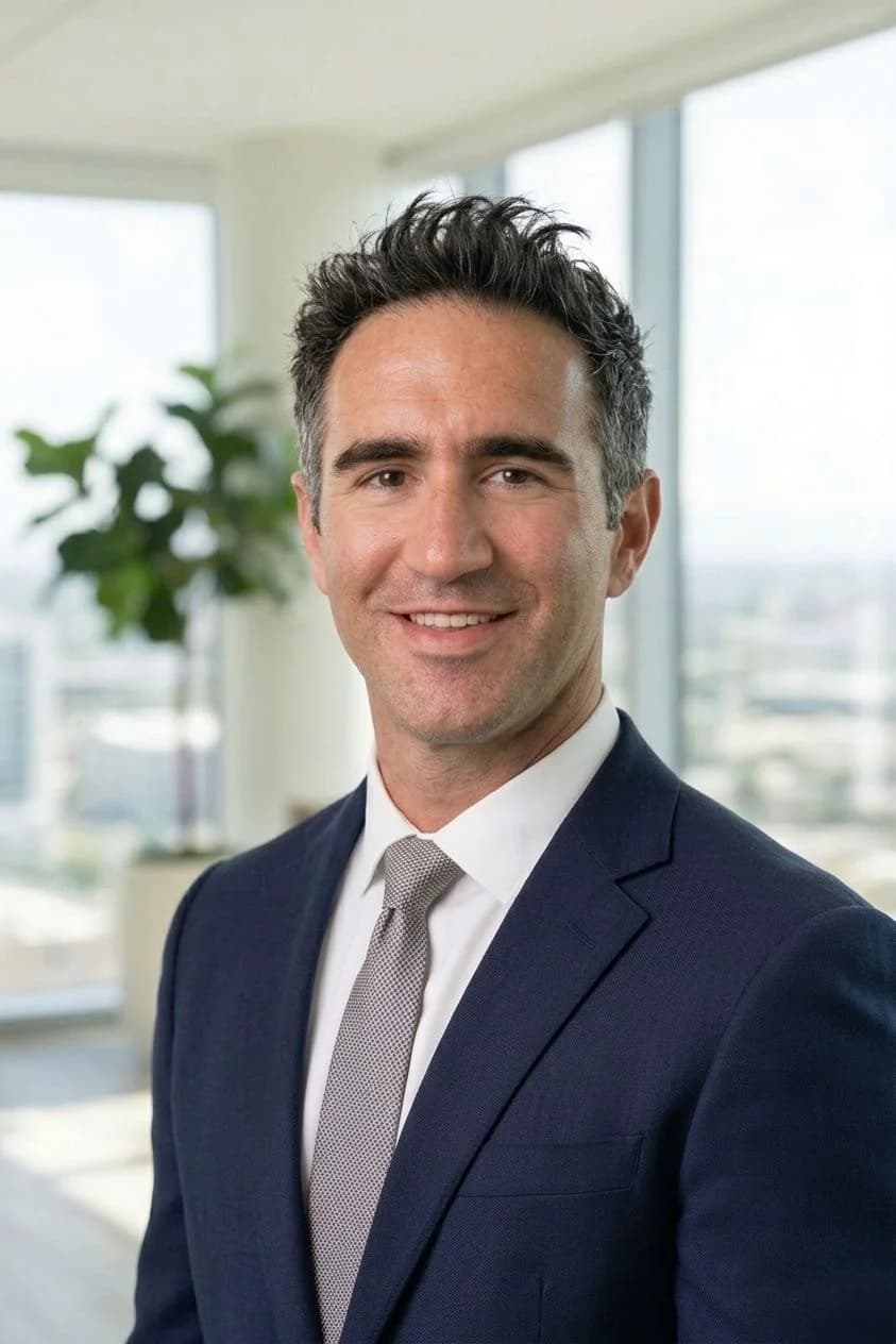 Seth Drabinsky in a dark suit, smiling confidently